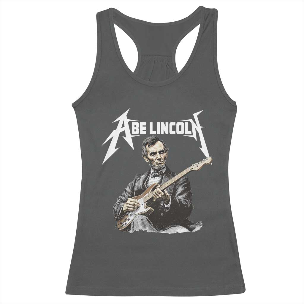 Abe Lincoln Playing Electric Guitar Rocker Racerback Tank Top TS11 Dark Heather Print Your Wear