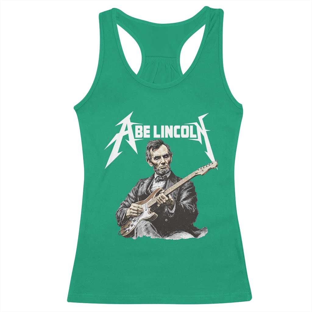 Abe Lincoln Playing Electric Guitar Rocker Racerback Tank Top TS11 Irish Green Print Your Wear