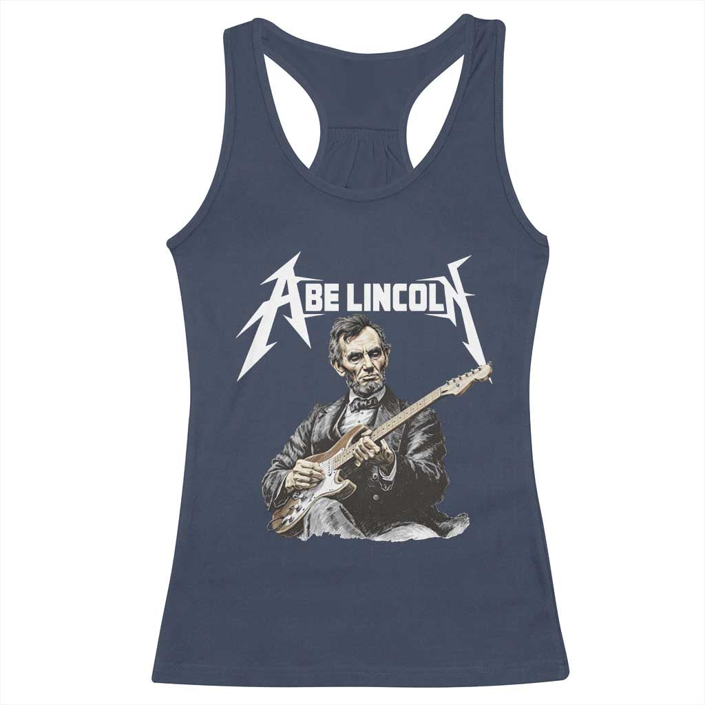 Abe Lincoln Playing Electric Guitar Rocker Racerback Tank Top TS11 Navy Print Your Wear