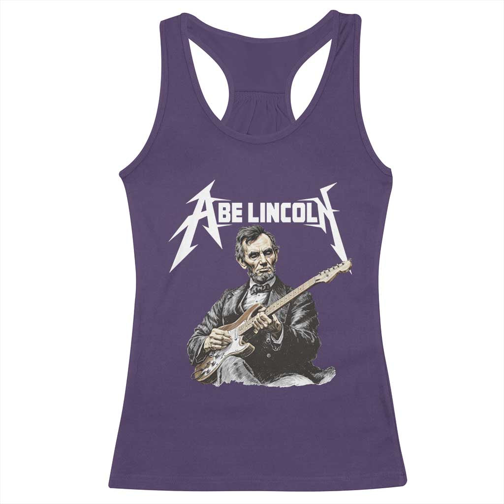 Abe Lincoln Playing Electric Guitar Rocker Racerback Tank Top TS11 Purple Print Your Wear