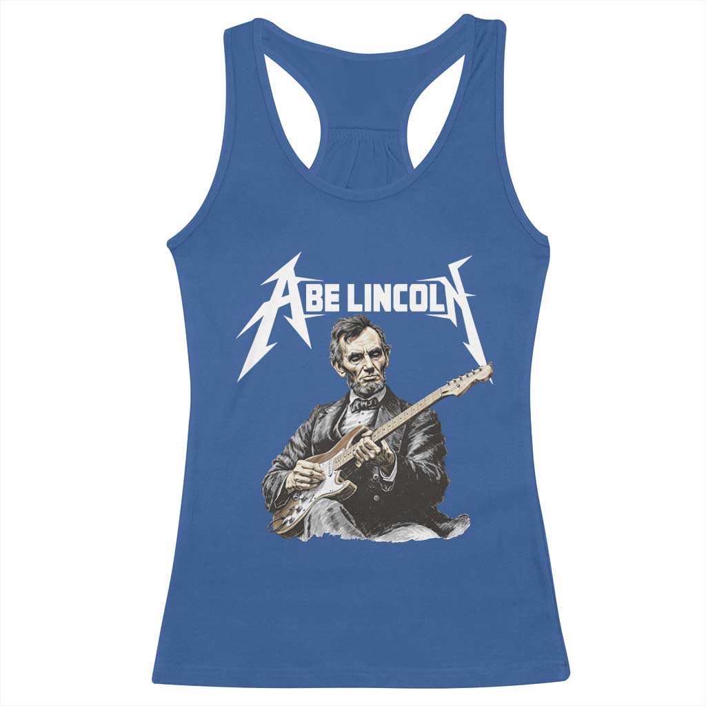 Abe Lincoln Playing Electric Guitar Rocker Racerback Tank Top TS11 Royal Blue Print Your Wear