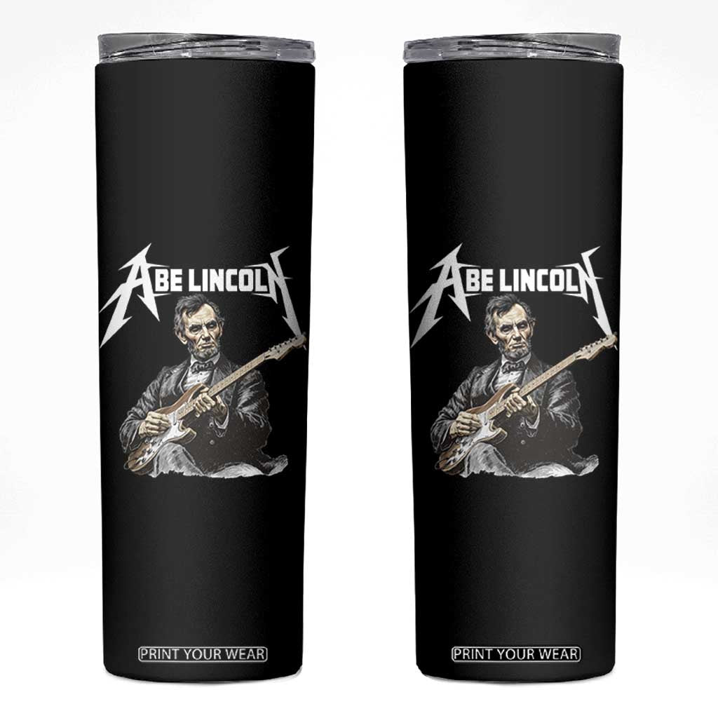 Abe Lincoln Playing Electric Guitar Rocker Skinny Tumbler TS11 Black Print Your Wear