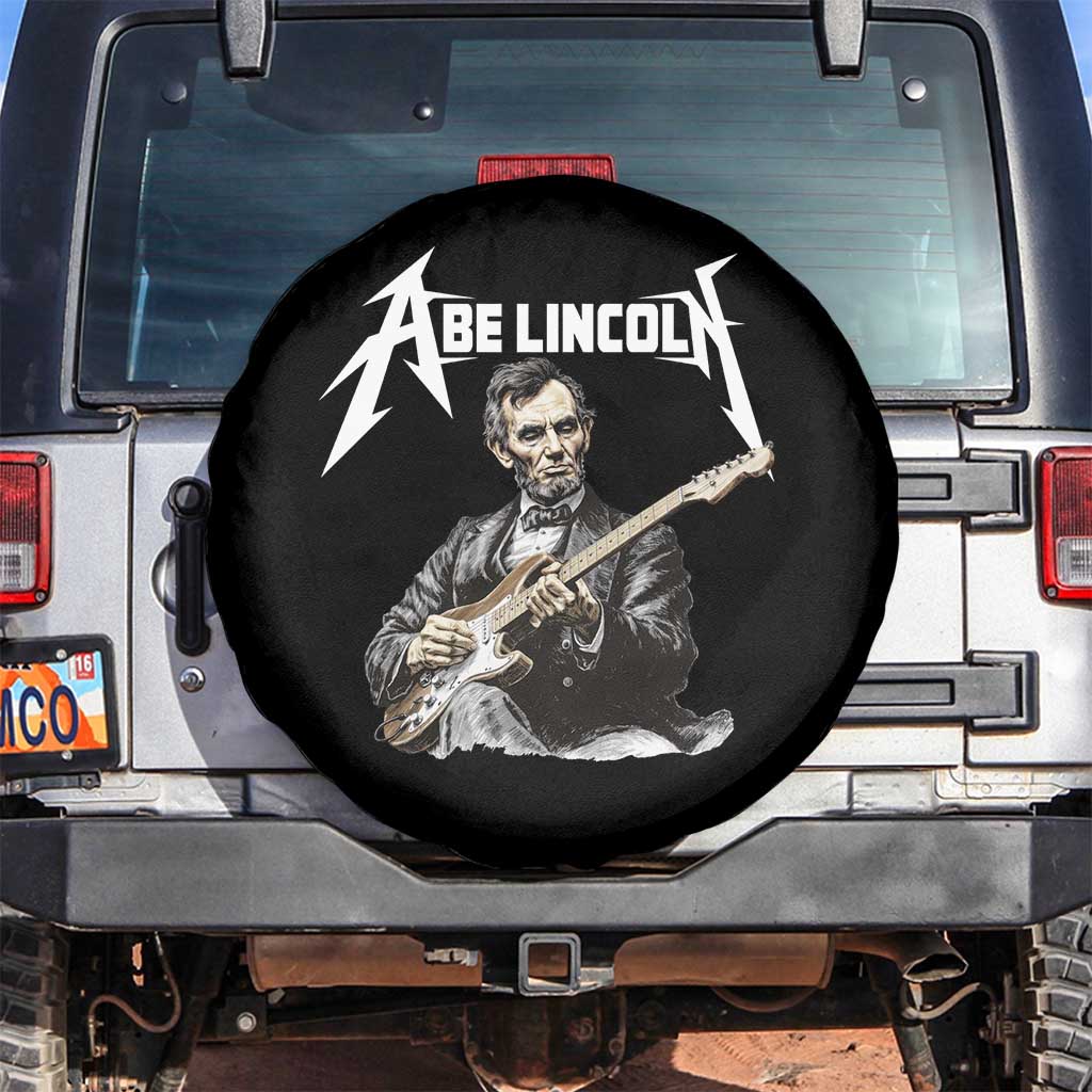 Abe Lincoln Playing Electric Guitar Rocker Spare Tire Cover TS11 No hole Black Print Your Wear