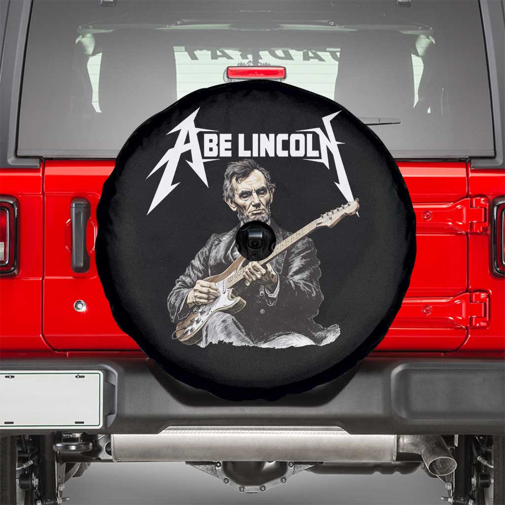 Abe Lincoln Playing Electric Guitar Rocker Spare Tire Cover TS11 Black Print Your Wear