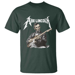 Abe Lincoln Playing Electric Guitar Rocker T Shirt TS11 Dark Forest Green Print Your Wear