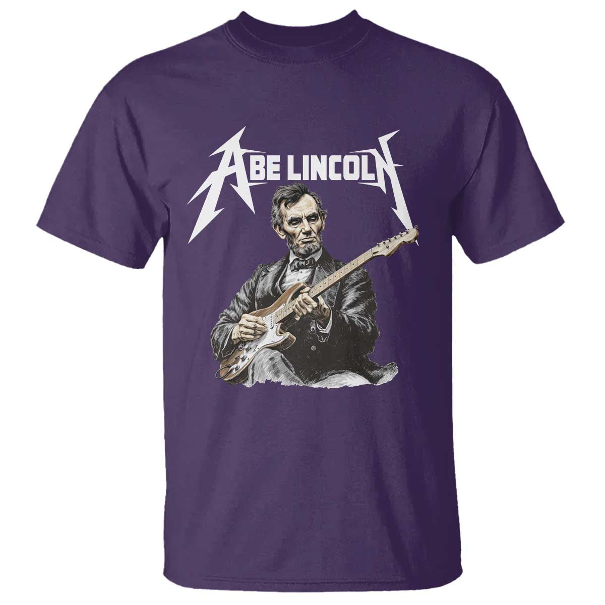 Abe Lincoln Playing Electric Guitar Rocker T Shirt TS11 Purple Print Your Wear