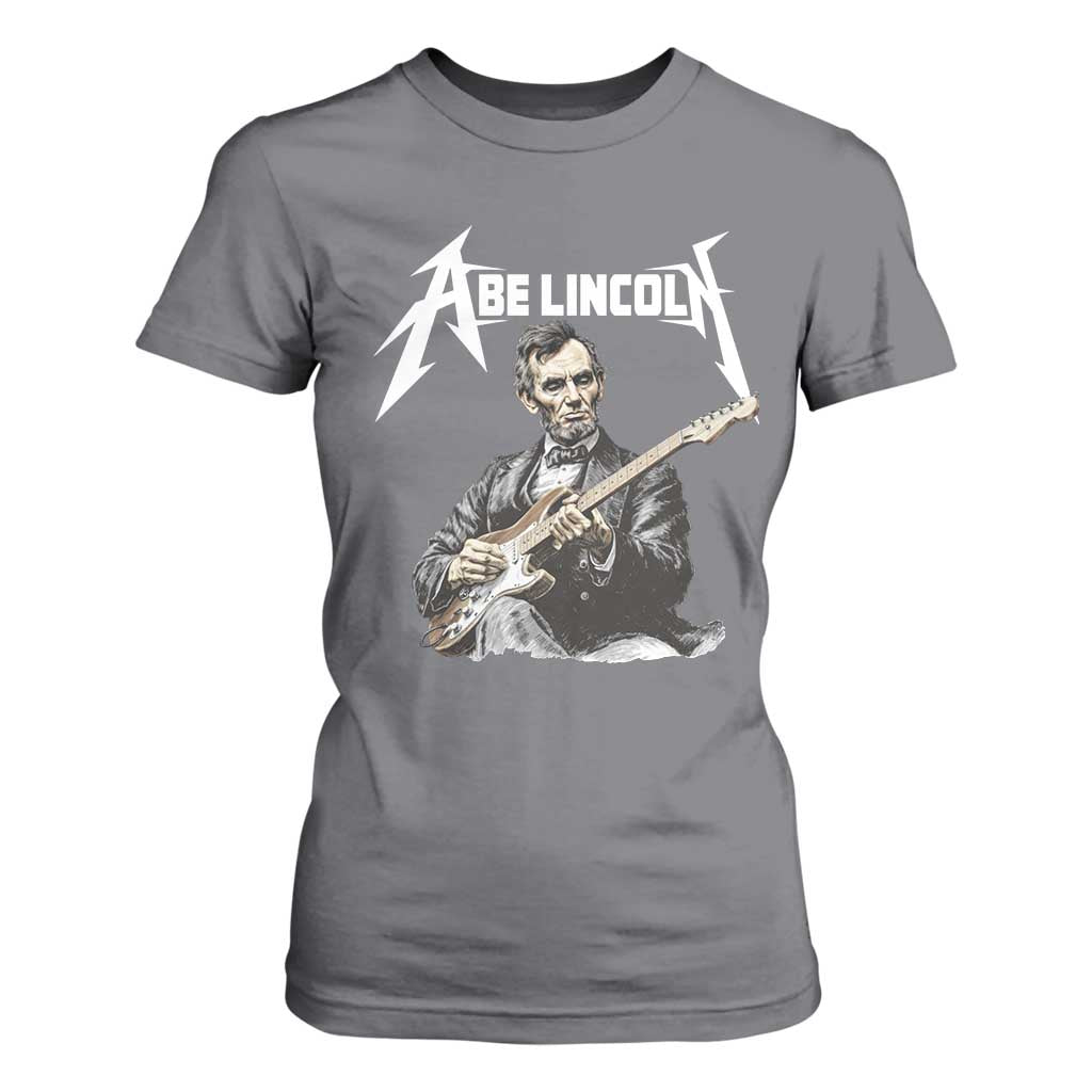 Abe Lincoln Playing Electric Guitar Rocker T Shirt For Women TS11 Charcoal Print Your Wear