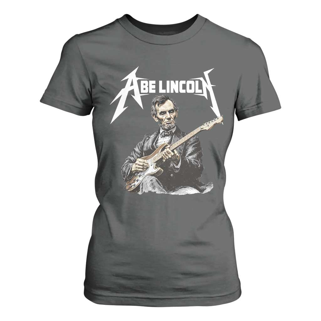 Abe Lincoln Playing Electric Guitar Rocker T Shirt For Women TS11 Dark Heather Print Your Wear