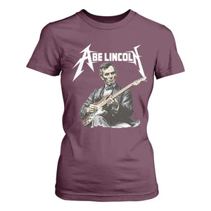 Abe Lincoln Playing Electric Guitar Rocker T Shirt For Women TS11 Maroon Print Your Wear