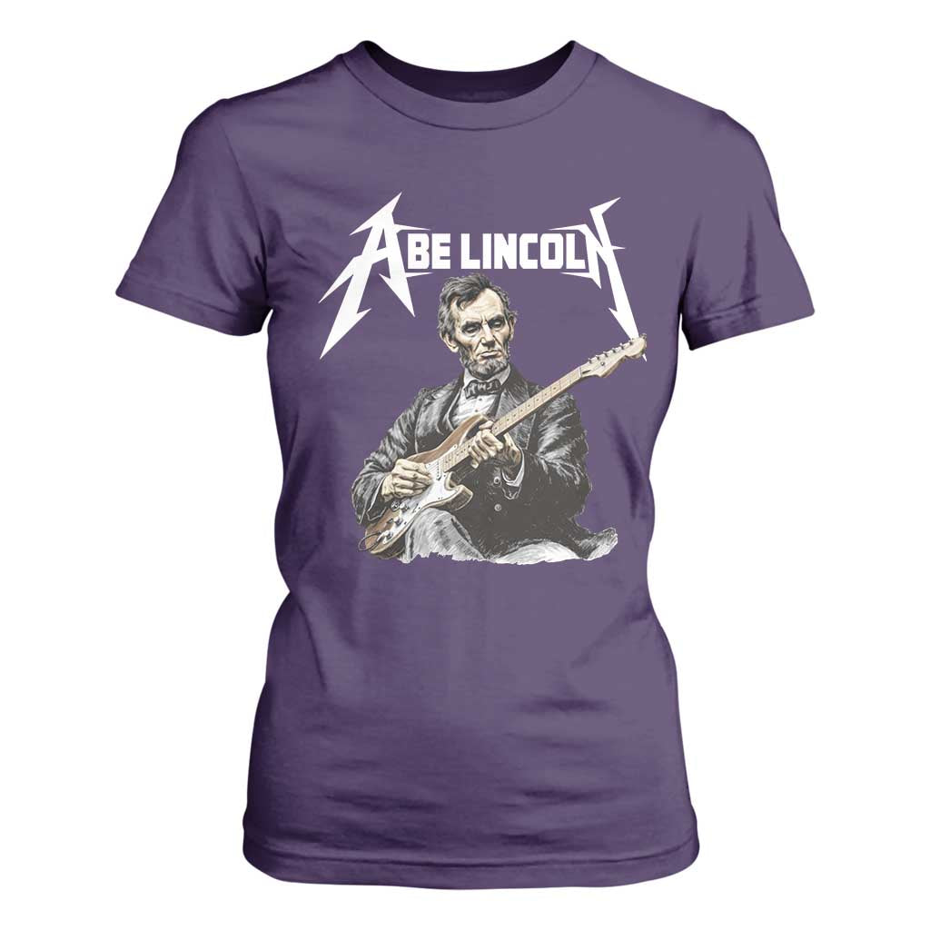 Abe Lincoln Playing Electric Guitar Rocker T Shirt For Women TS11 Purple Print Your Wear