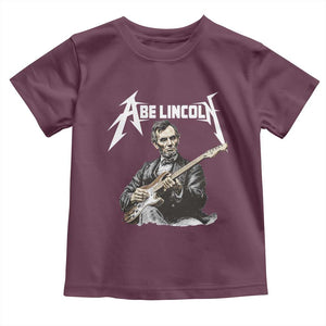 Abe Lincoln Playing Electric Guitar Rocker Toddler T Shirt TS11 Maroon Print Your Wear
