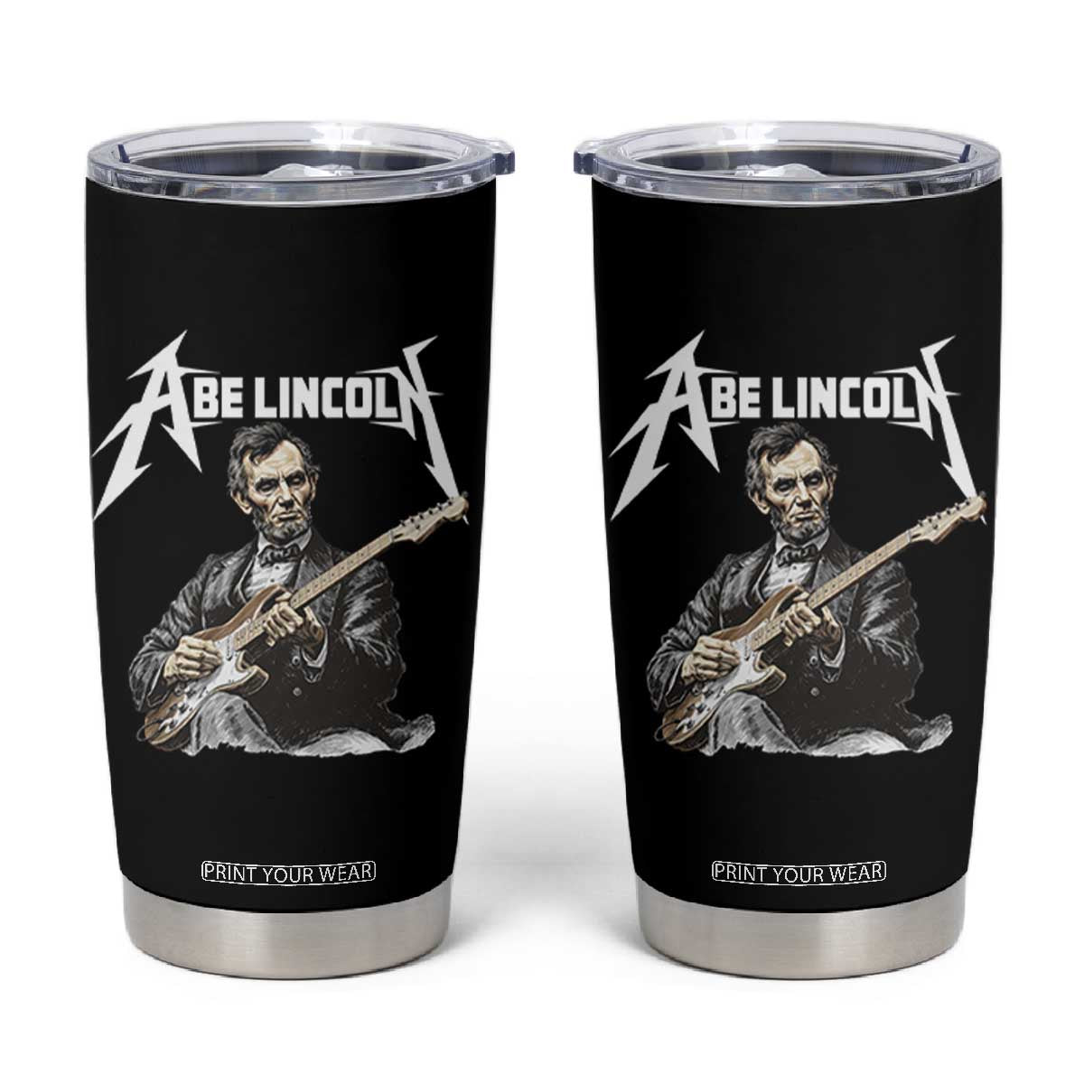 Abe Lincoln Playing Electric Guitar Rocker Tumbler Cup TS11 Black Print Your Wear