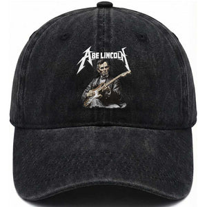 Abe Lincoln Playing Electric Guitar Rocker Washed Cotton Baseball Cap TS11 Print Your Wear