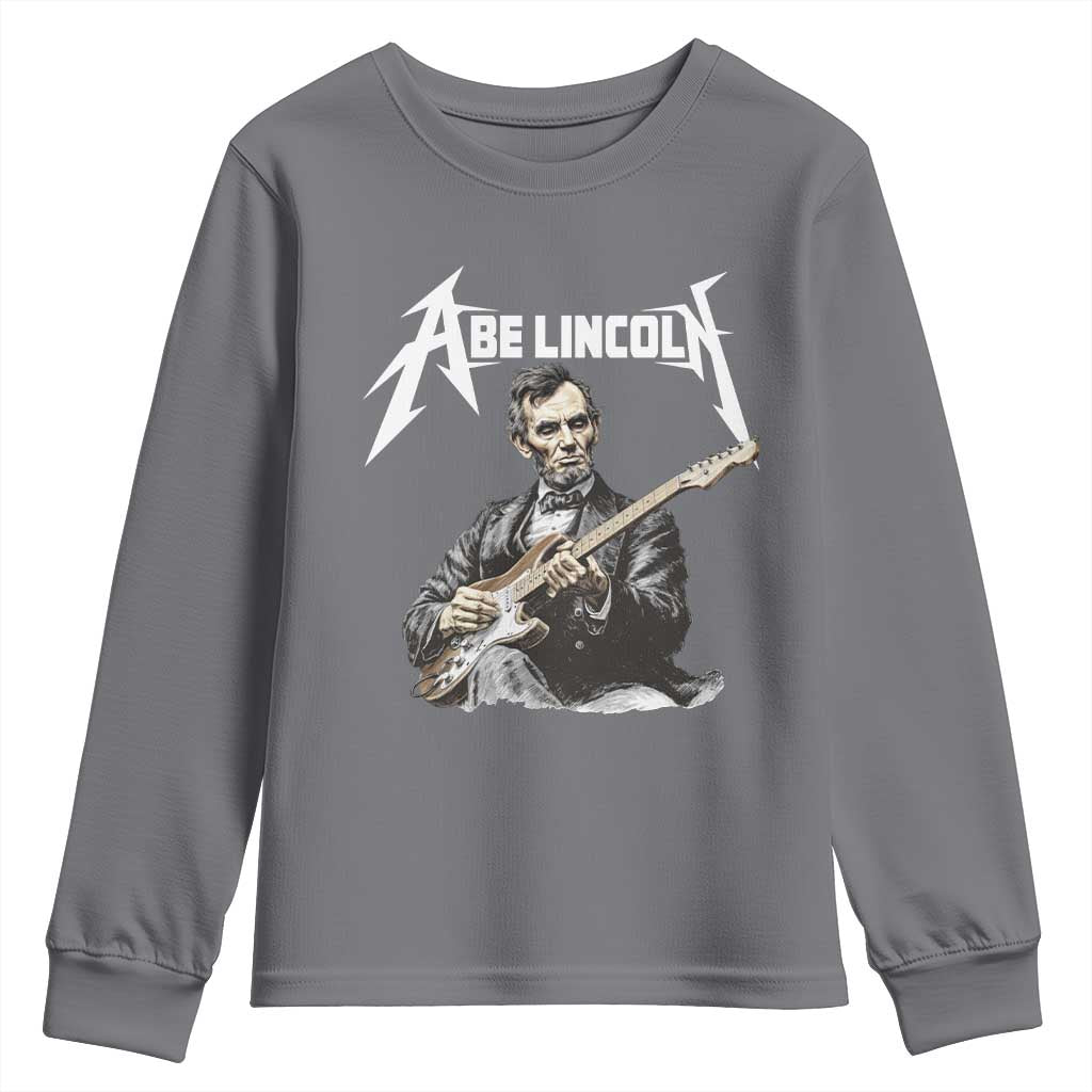 Abe Lincoln Playing Electric Guitar Rocker Youth Sweatshirt TS11 Charcoal Print Your Wear
