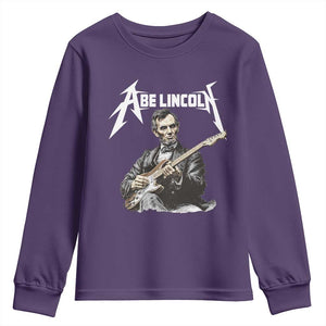 Abe Lincoln Playing Electric Guitar Rocker Youth Sweatshirt TS11 Purple Print Your Wear
