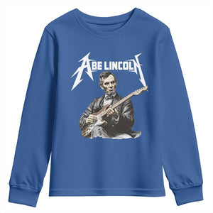 Abe Lincoln Playing Electric Guitar Rocker Youth Sweatshirt TS11 Royal Blue Print Your Wear