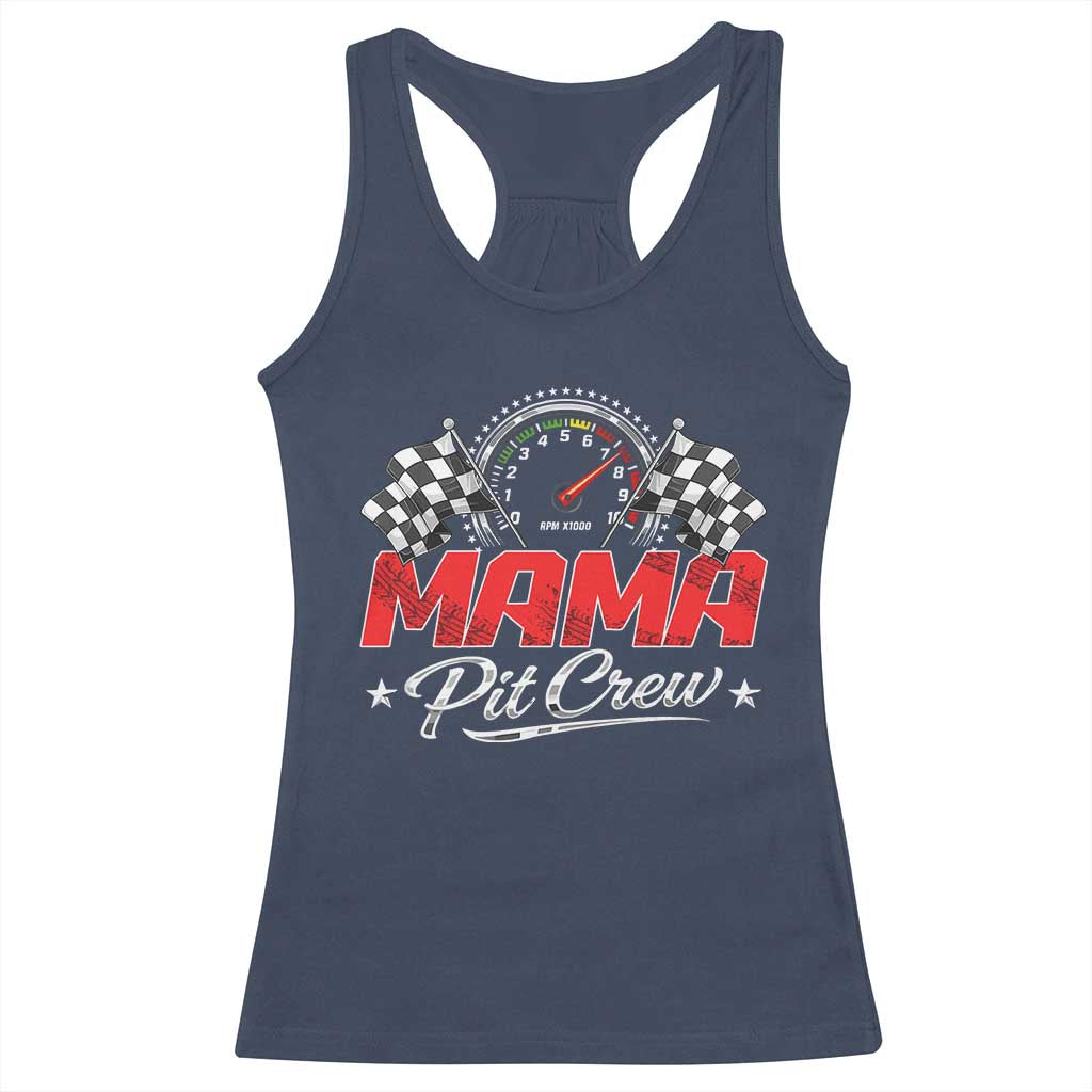 Mama Pit Crew Racerback Tank Top - Racing Family Matching Mothers Day TS11 Navy Print Your Wear