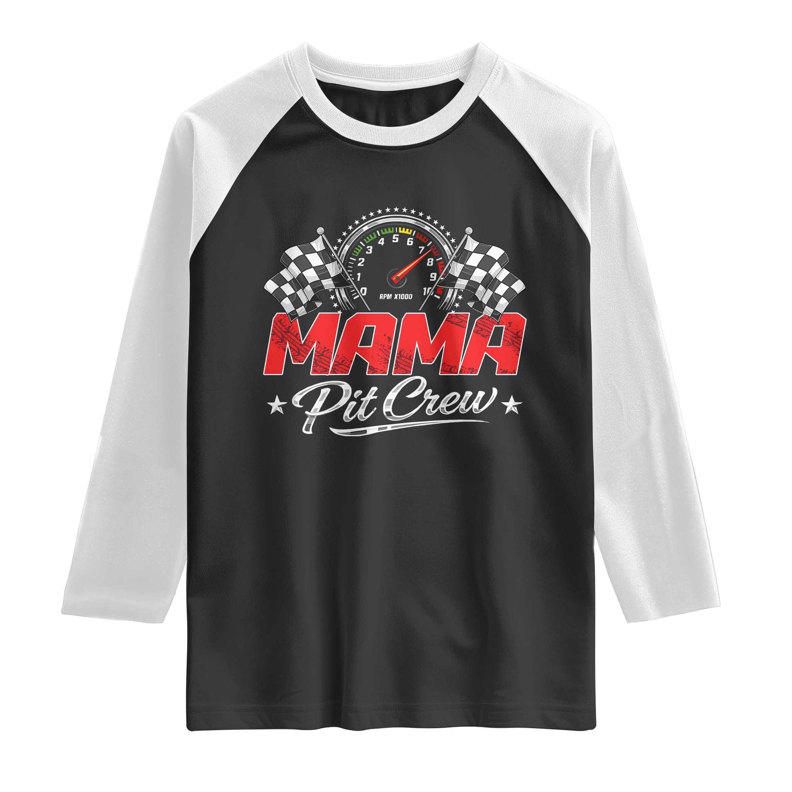 Mama Pit Crew Raglan Shirt Racing Family Matching Mothers Day TS11 Black White Print Your Wear