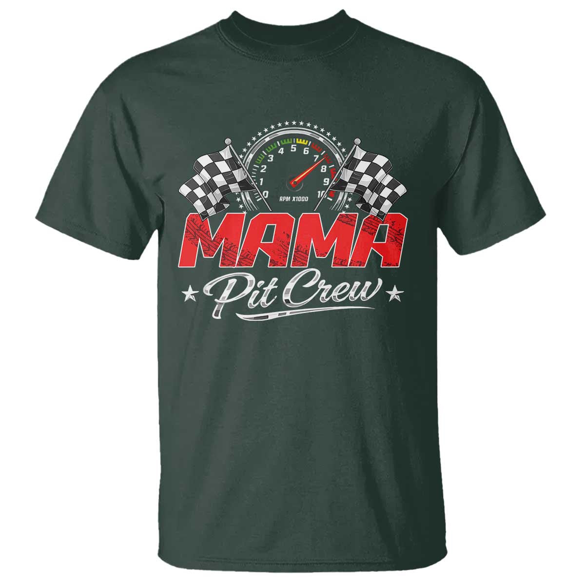 Mama Pit Crew T Shirt Racing Family Matching Mothers Day TS11 Dark Forest Green Print Your Wear