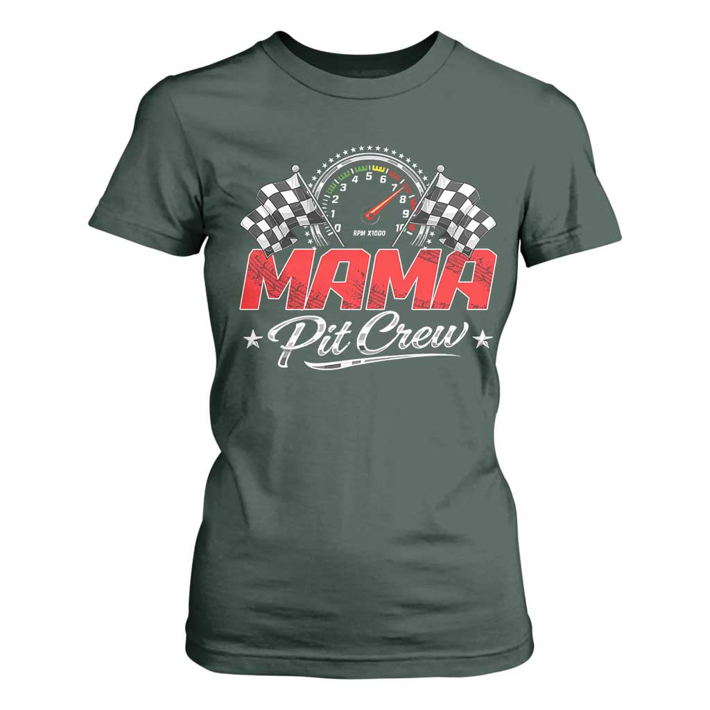 Mama Pit Crew T Shirt For Women Racing Family Matching Mothers Day TS11 Dark Forest Green Print Your Wear