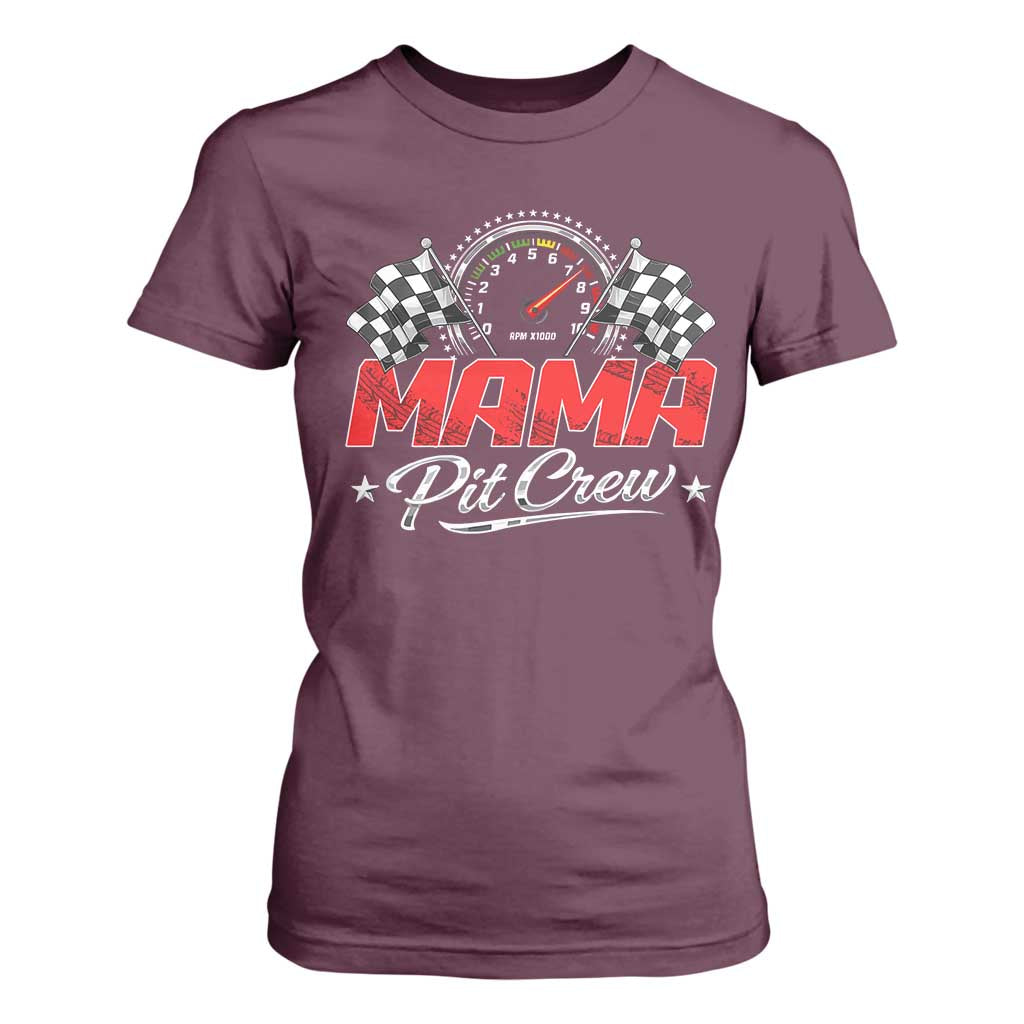 Mama Pit Crew T Shirt For Women Racing Family Matching Mothers Day TS11 Maroon Print Your Wear