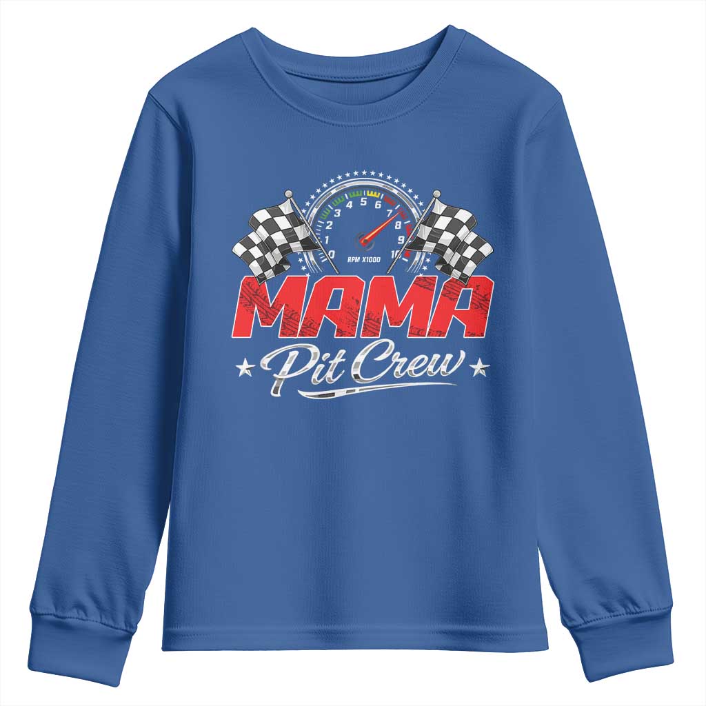 Mama Pit Crew Youth Sweatshirt Racing Family Matching Mothers Day TS11 Royal Blue Print Your Wear