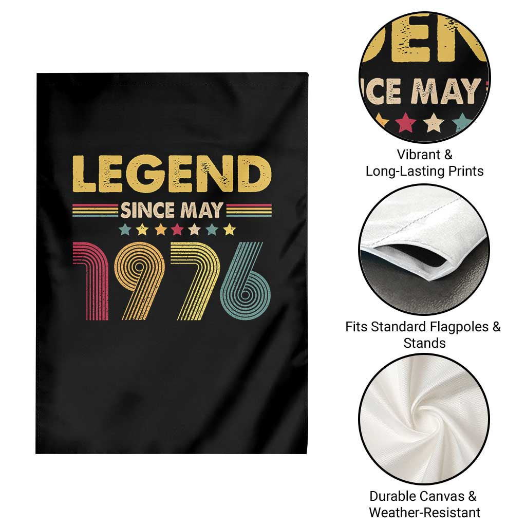 May 50th Birthday Garden Flag Legends Since May 1976 Retro Bday TS11 Print Your Wear