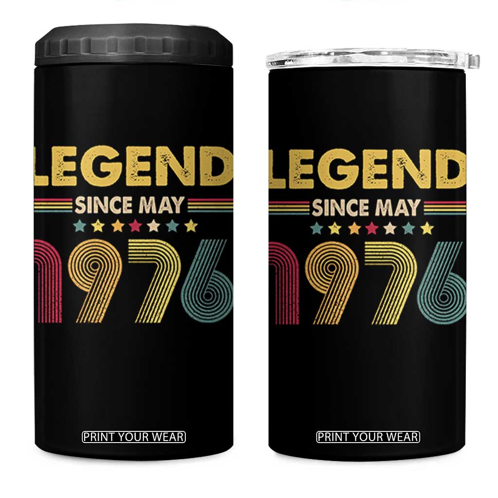 May 50th Birthday 4 in 1 Can Cooler Tumbler Legends Since May 1976 Retro Bday TS11 One Size: 16 oz Black Print Your Wear