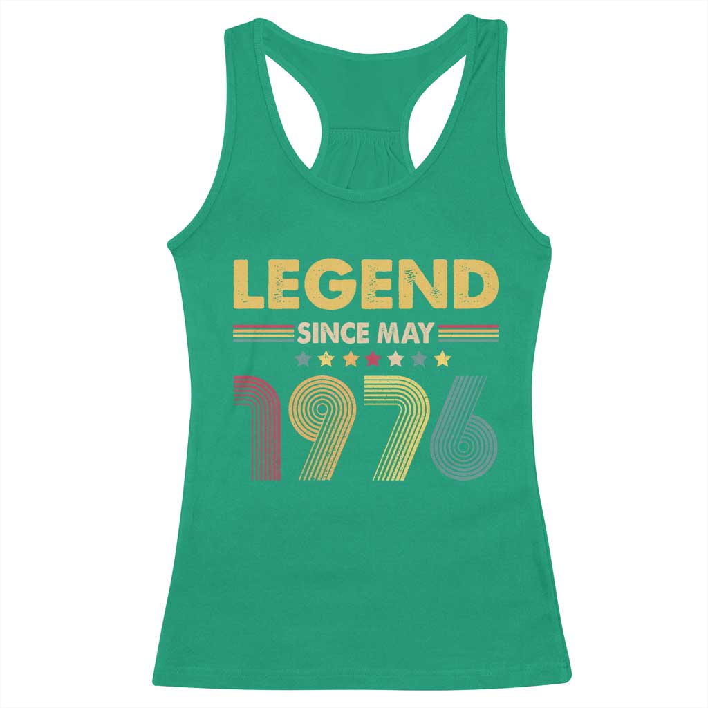 May 50th Birthday Racerback Tank Top Legends Since May 1976 Retro Bday TS11 Irish Green Print Your Wear
