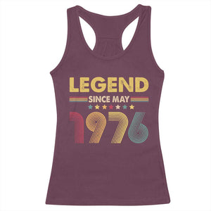 May 50th Birthday Racerback Tank Top Legends Since May 1976 Retro Bday TS11 Maroon Print Your Wear