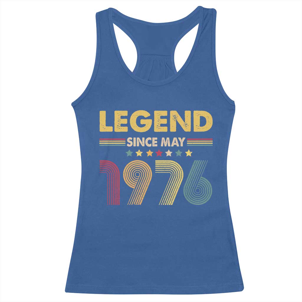 May 50th Birthday Racerback Tank Top Legends Since May 1976 Retro Bday TS11 Royal Blue Print Your Wear