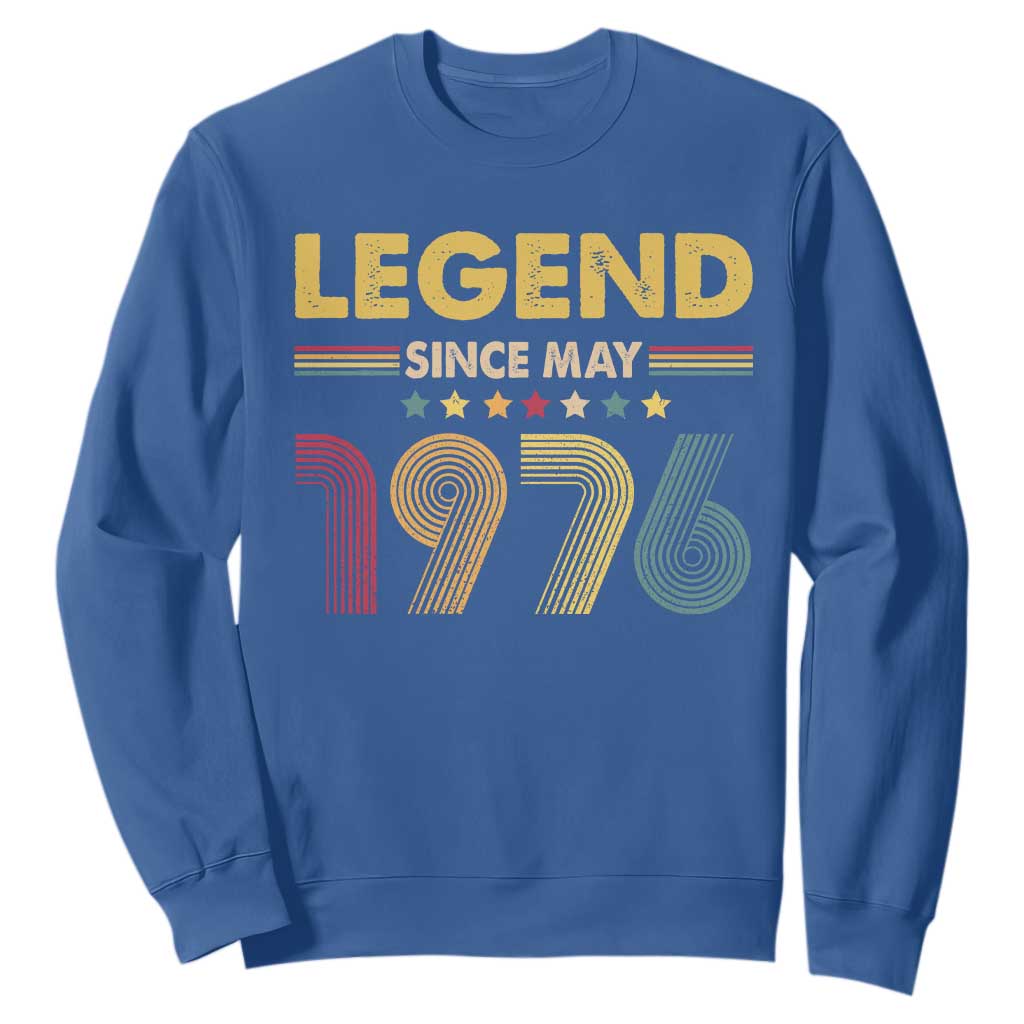 May 50th Birthday Sweatshirt Legends Since May 1976 Retro Bday TS11 Royal Blue Print Your Wear