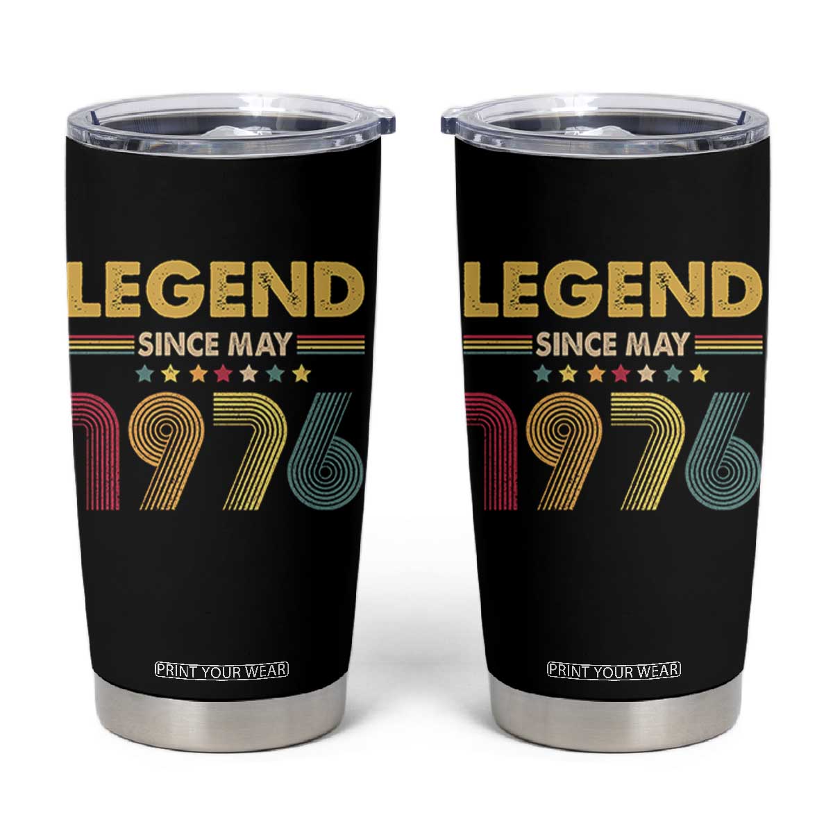 May 50th Birthday Tumbler Cup Legends Since May 1976 Retro Bday TS11 Black Print Your Wear