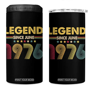 June 50th Birthday 4 in 1 Can Cooler Tumbler Legends Since June 1976 Retro Bday TS11 One Size: 16 oz Black Print Your Wear