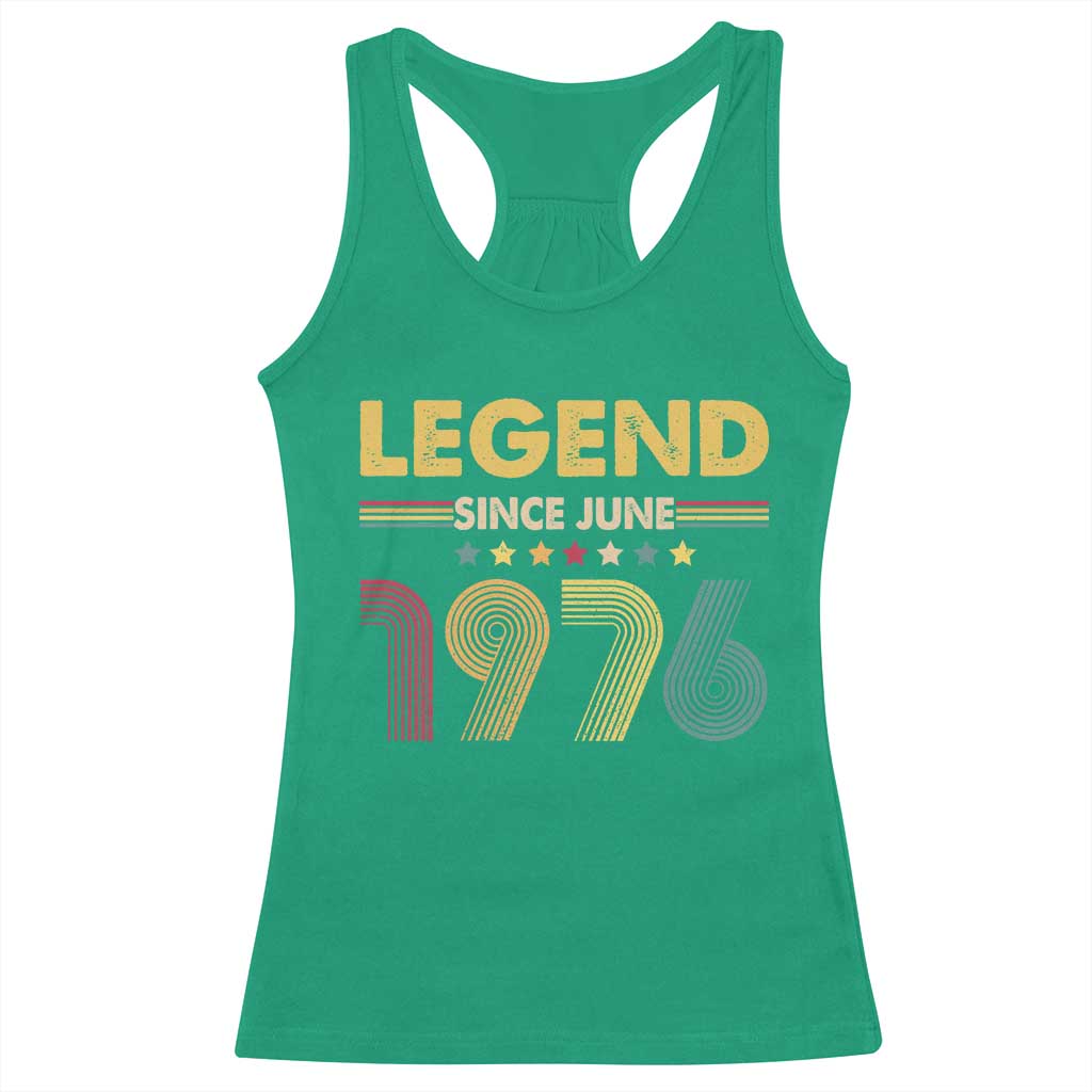 June 50th Birthday Racerback Tank Top Legends Since June 1976 Retro Bday TS11 Irish Green Print Your Wear