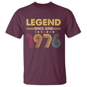 June 50th Birthday T Shirt Legends Since June 1976 Retro Bday TS11 Maroon Print Your Wear