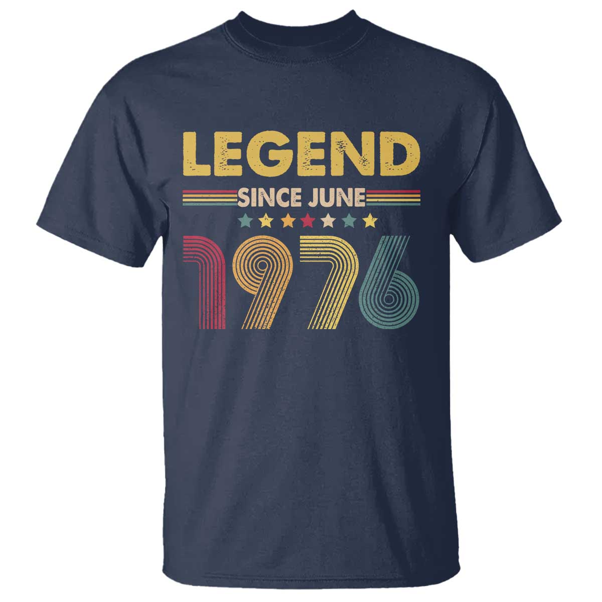 June 50th Birthday T Shirt Legends Since June 1976 Retro Bday TS11 Navy Print Your Wear