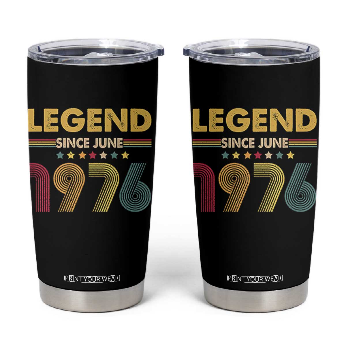 June 50th Birthday Tumbler Cup Legends Since June 1976 Retro Bday TS11 Black Print Your Wear