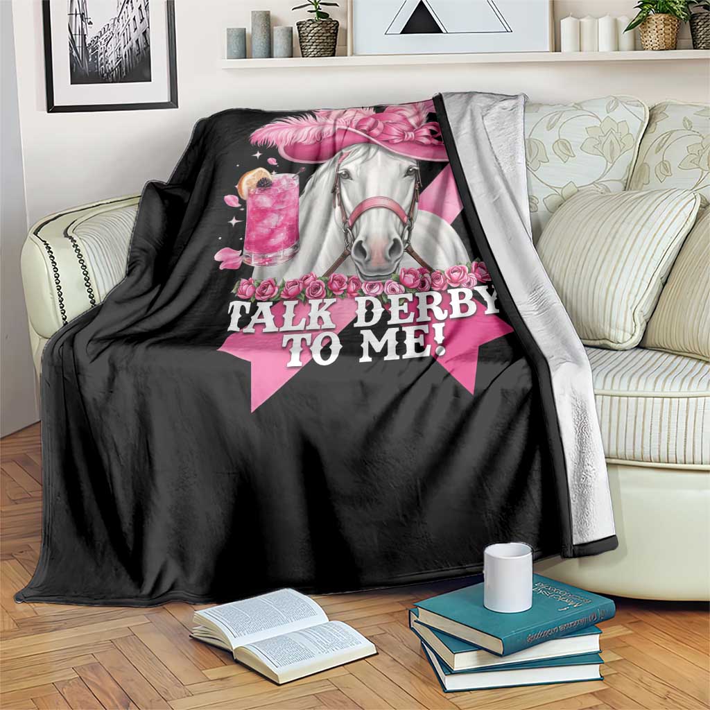 Talk Derby To Me Throw Blanket Funny Horse Racing Oaks Derby Day Pink Ribbon TS11 Print Your Wear