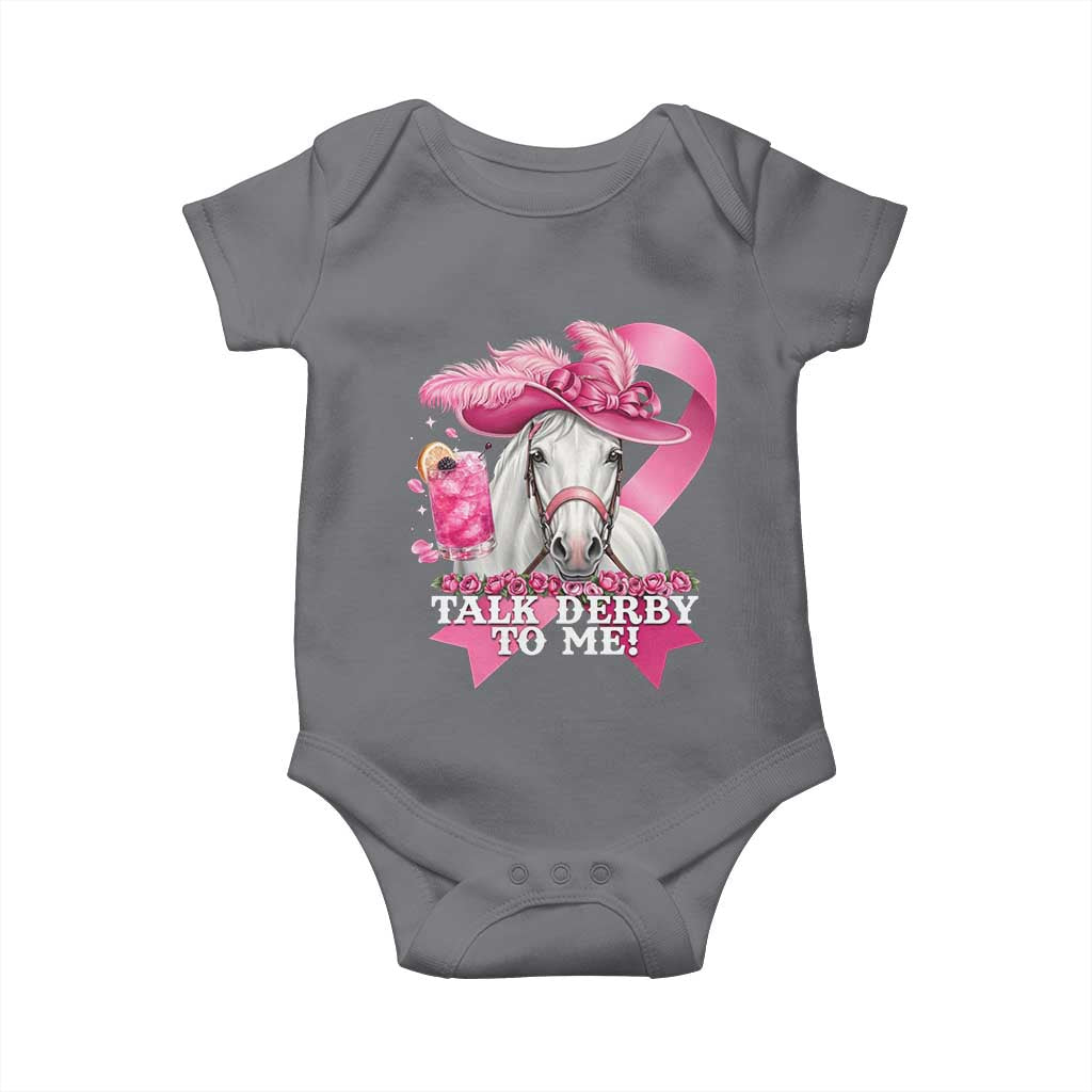 Talk Derby To Me Baby Onesie Funny Horse Racing Oaks Derby Day Pink Ribbon TS11 Charcoal Print Your Wear