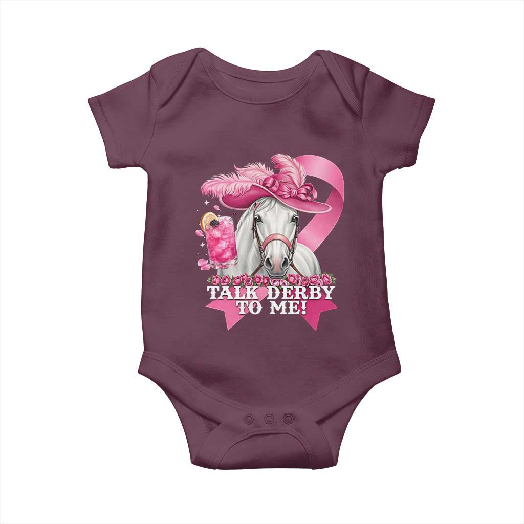 Talk Derby To Me Baby Onesie Funny Horse Racing Oaks Derby Day Pink Ribbon TS11 Maroon Print Your Wear