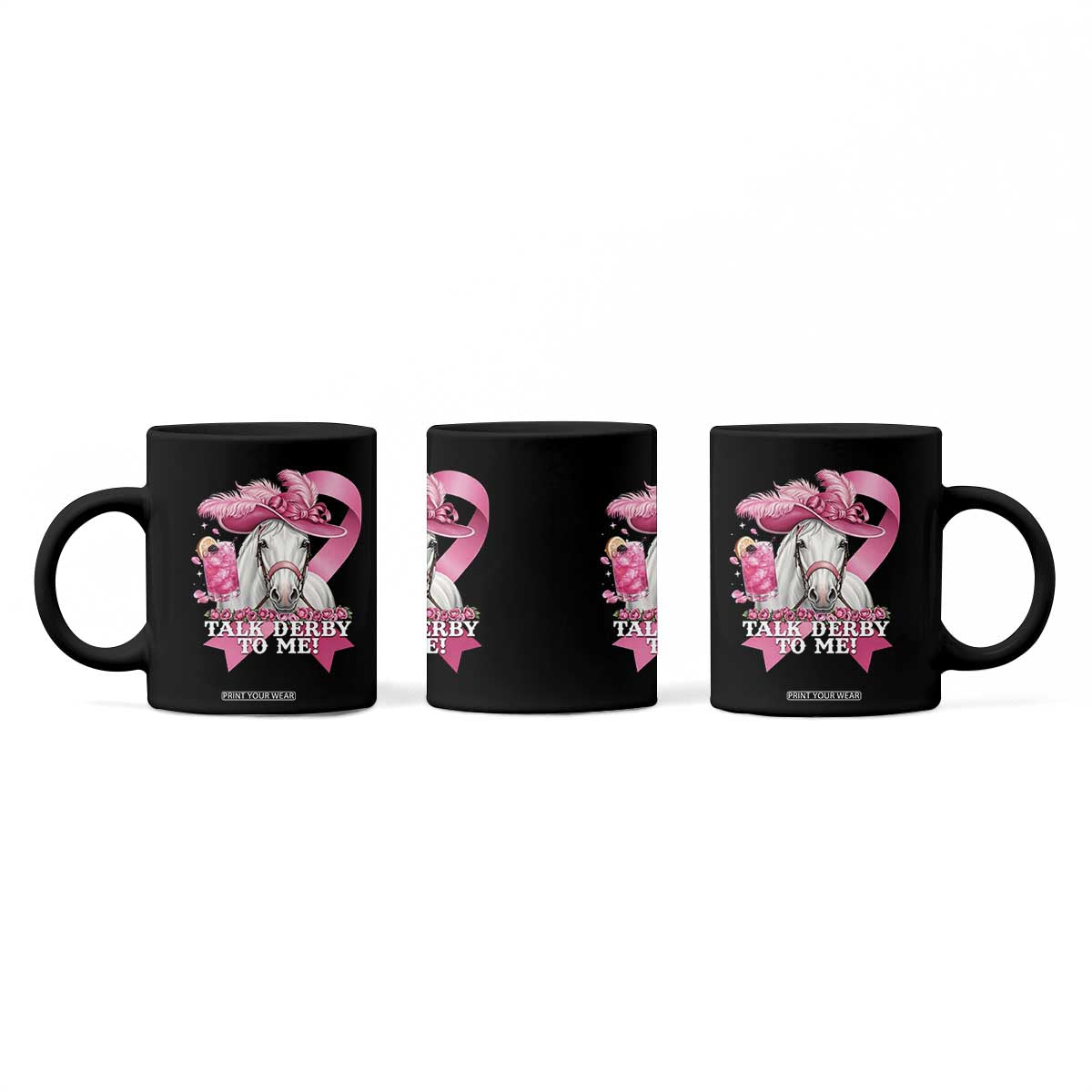 Talk Derby To Me Coffee Mug Funny Horse Racing Oaks Derby Day Pink Ribbon TS11 Print Your Wear