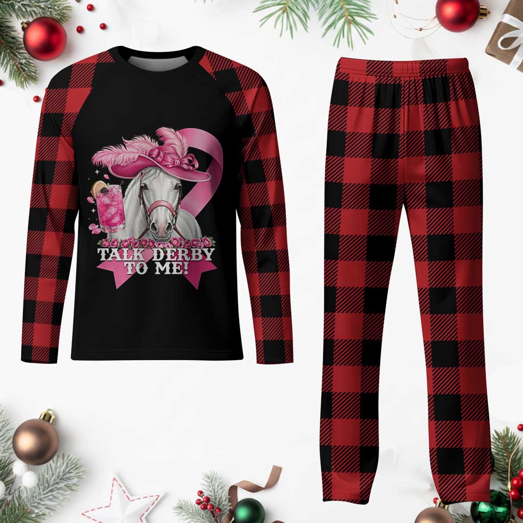 Talk Derby To Me Plaid Pajama Set Funny Horse Racing Oaks Derby Day Pink Ribbon TS11 Buffalo Plaid Print Your Wear