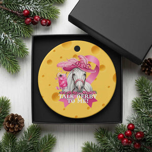 Talk Derby To Me Ceramic Ornament Funny Horse Racing Oaks Derby Day Pink Ribbon TS11 1pc Yellow Cheese Print Your Wear