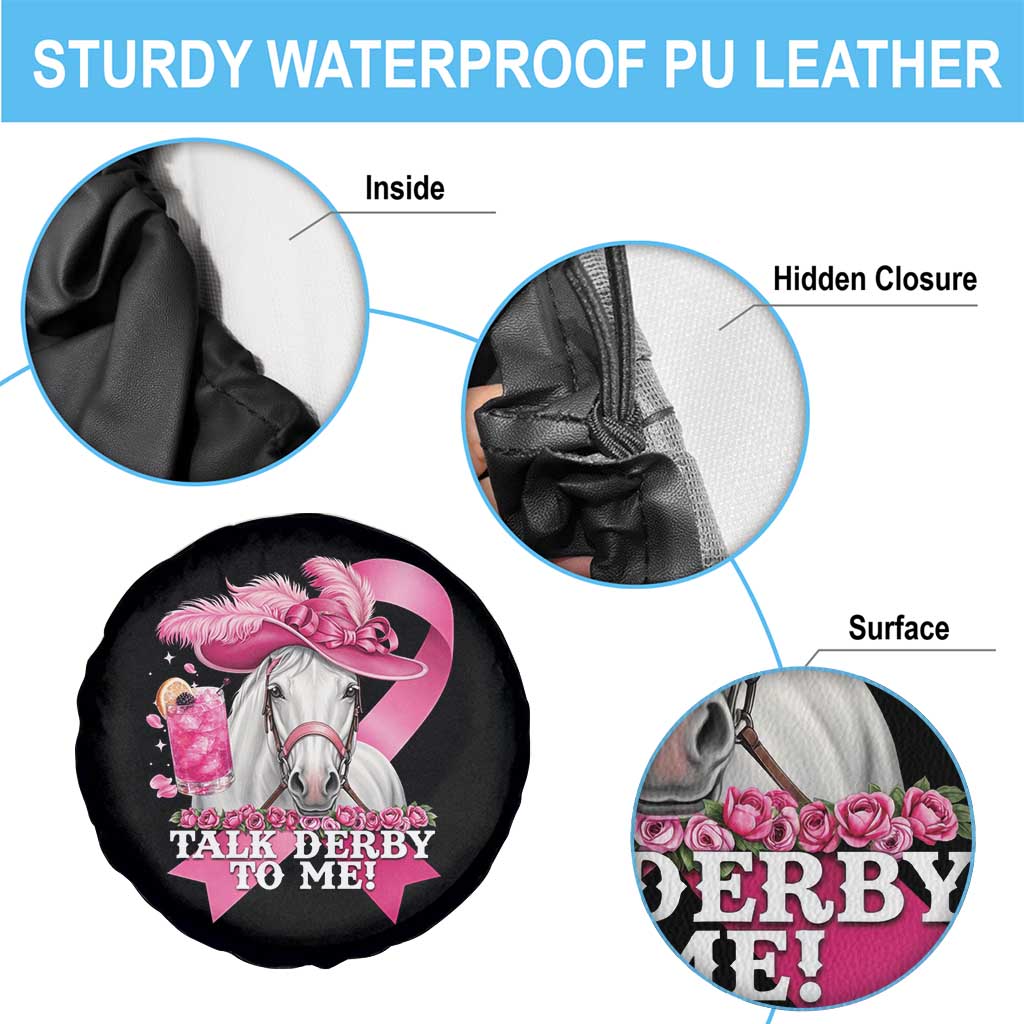 Talk Derby To Me Spare Tire Cover Funny Horse Racing Oaks Derby Day Pink Ribbon TS11 Print Your Wear
