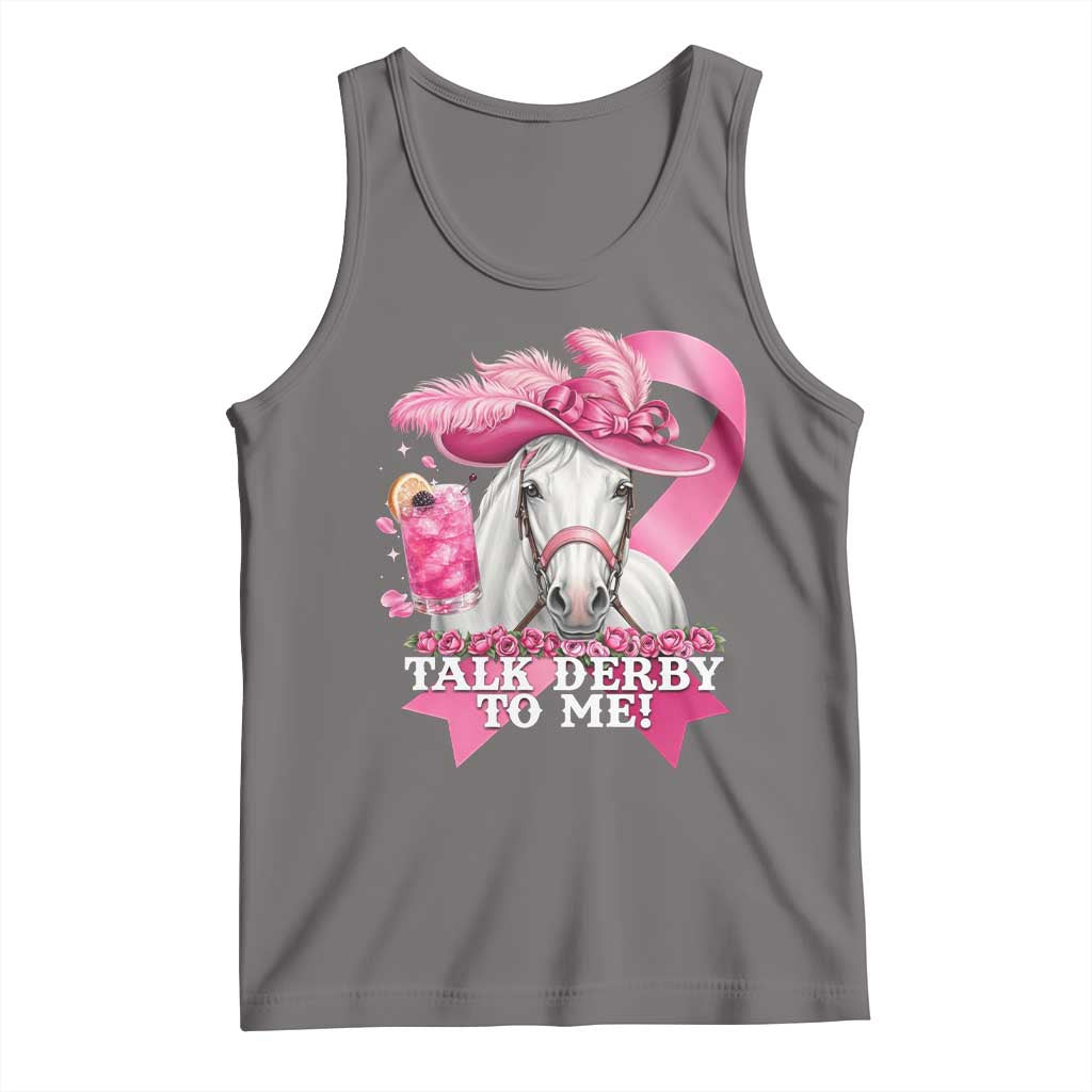 Talk Derby To Me Tank Top Funny Horse Racing Oaks Derby Day Pink Ribbon TS11 Deep Heather Print Your Wear