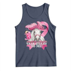 Talk Derby To Me Tank Top Funny Horse Racing Oaks Derby Day Pink Ribbon TS11 Navy Print Your Wear
