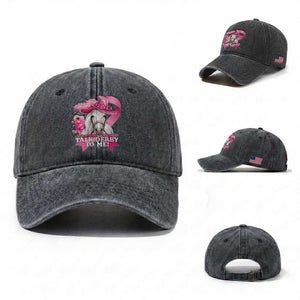 Talk Derby To Me Washed Cotton Baseball Cap Funny Horse Racing Oaks Derby Day Pink Ribbon TS11 Washed Cap Universal Fit Dark Gray Print Your Wear