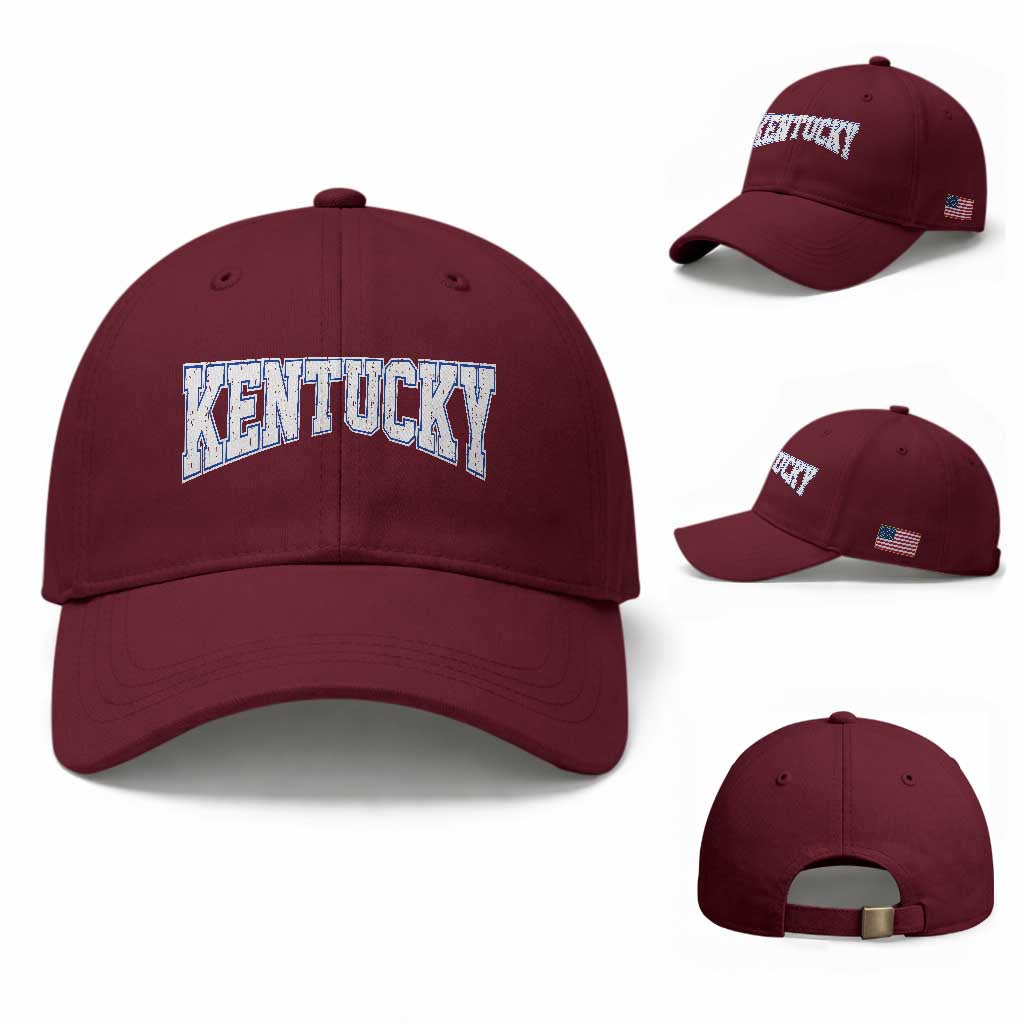 Kentucky Baseball Cap Vintage Sports Design Kentuckian KY State TS11 Baseball Cap Universal Fit Maroon Print Your Wear