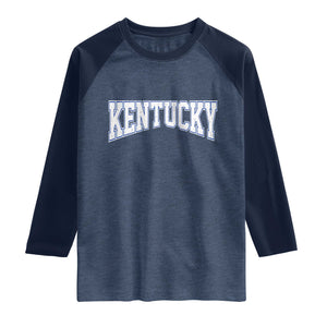 Kentucky Raglan Shirt Vintage Sports Design Kentuckian KY State TS11 Heather Denim Navy Print Your Wear